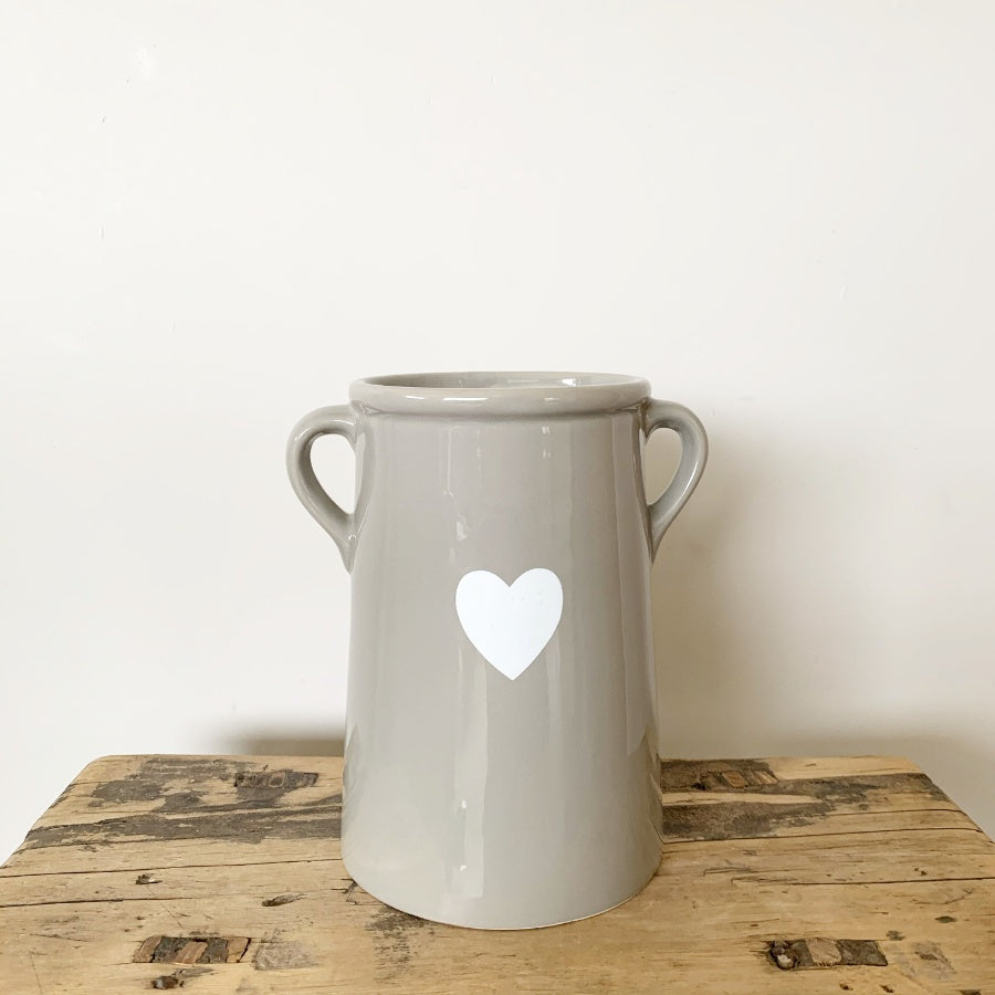 Grey Heart Tall Vase